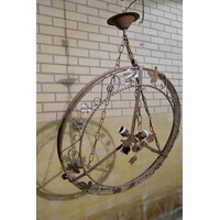 thumb-Grote smeedijzeren hanglamp zonder glas jaren 50-60-2