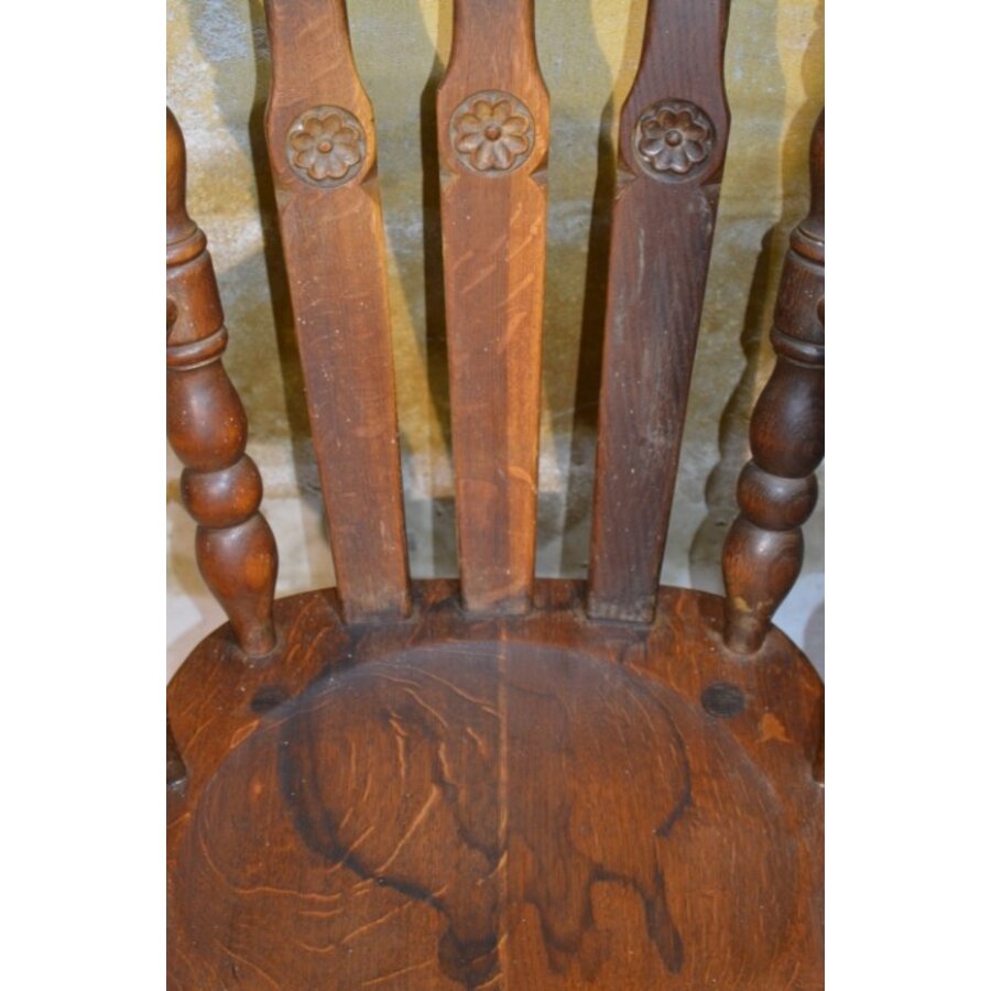 Robuuste massief eiken armstoelen jaren 50 set van 2-4