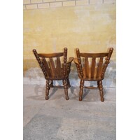 thumb-Robuuste massief eiken armstoelen jaren 50 set van 2-6