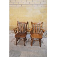 thumb-Robuuste massief eiken armstoelen jaren 50 set van 2-9