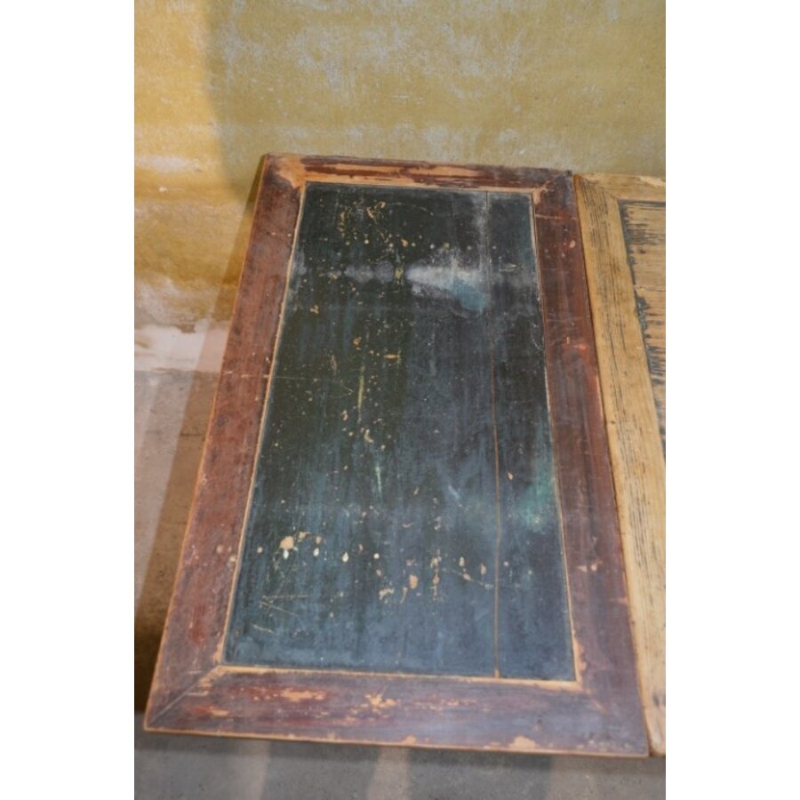 Antieke grenen boeren uittrektafel met lade-3
