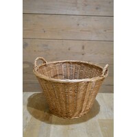 thumb-Ronde houtmand van blank wilgenvlechtwerk met handvatten-2