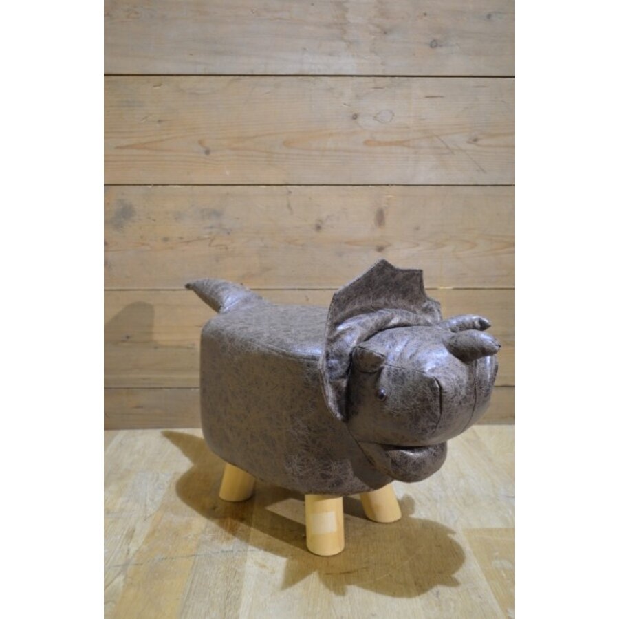 Kinderpoef Triceratops van kunstleer-3