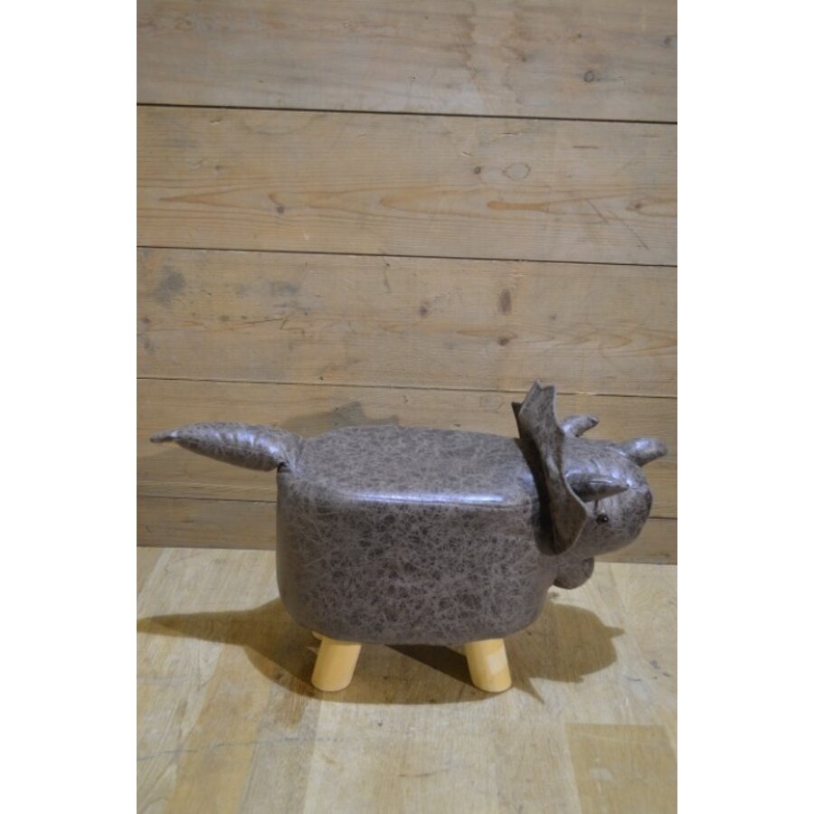 Kinderpoef Triceratops van kunstleer-5