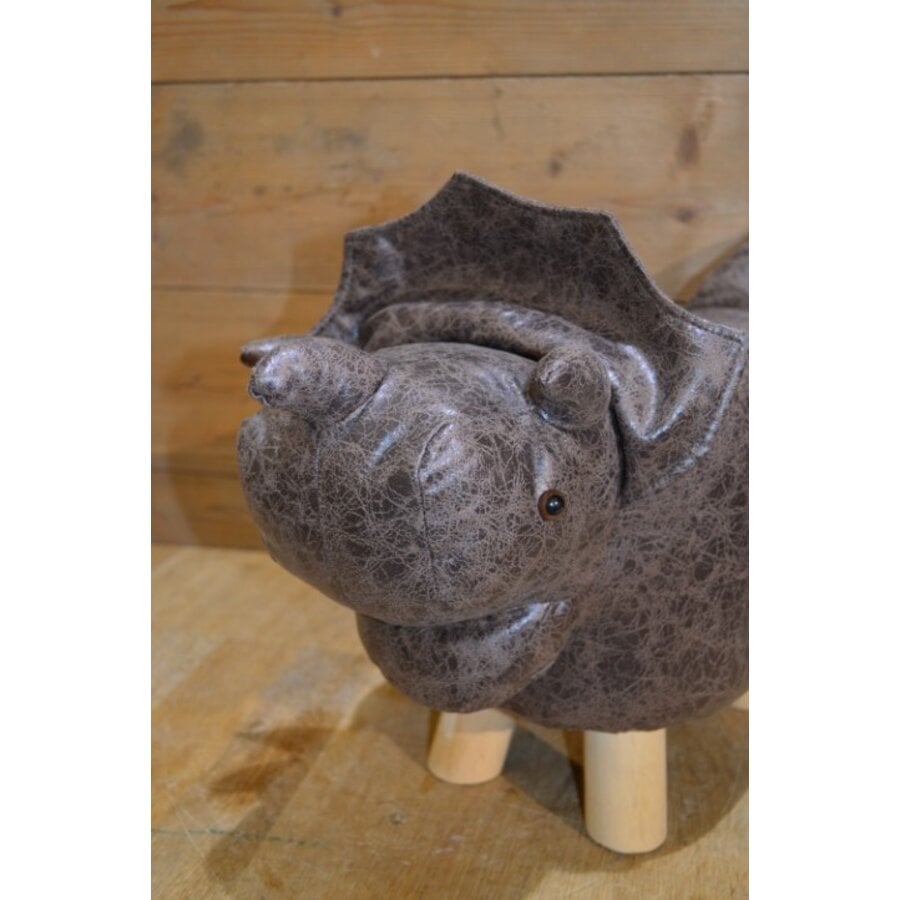 Kinderpoef Triceratops van kunstleer-2