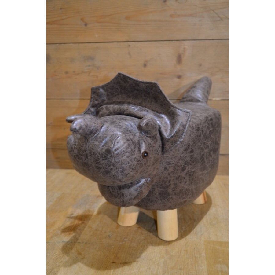 Kinderpoef Triceratops van kunstleer-1
