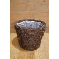 thumb-Donkerbruine rieten plantenmand met binnenfolie-1