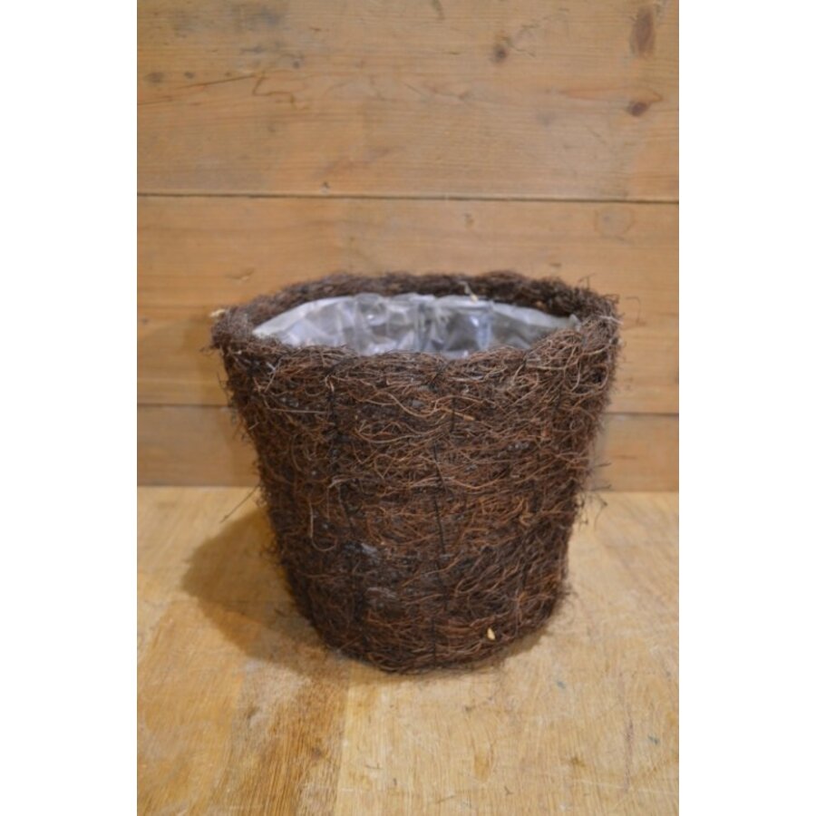 Donkerbruine rieten plantenmand met binnenfolie-6