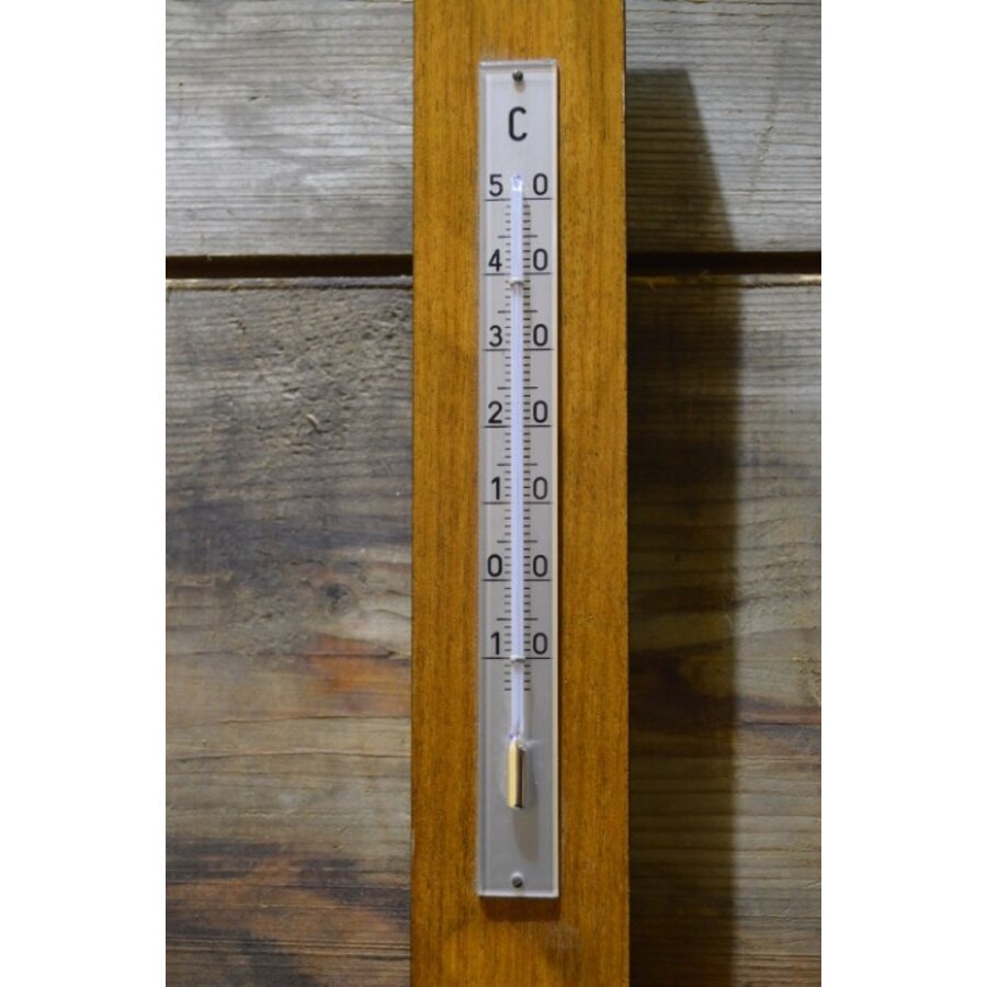 Vintage weerstation met barometer en thermometer eikenhout-3
