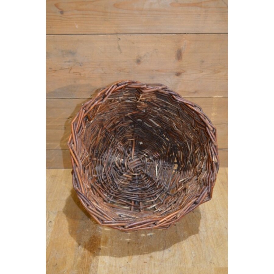 Tweedehands ronde gevlochten wilgentenen mand-4