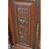 thumb-Antieke Franse jachtkast van massief hout met rijk houtsnijwerk-3