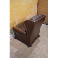 thumb-Leren Chesterfield oorfauteuil donkerbruin met gecapitonneerde rugleuning-4
