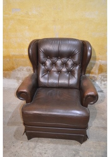 Leren Chesterfield oorfauteuil 