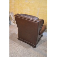 thumb-Leren Chesterfield oorfauteuil donkerbruin met gecapitonneerde rugleuning-7