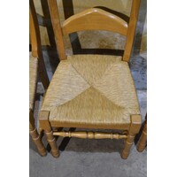 thumb-Set van 4 massief blank eiken eetkamerstoelen met biezen zitting-2