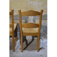 thumb-Set van 4 massief blank eiken eetkamerstoelen met biezen zitting-7