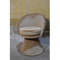 thumb-Retro eetkamerstoel met velours bekleding-1