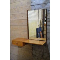 thumb-Teakhouten retro wandkapspiegel met lade-1