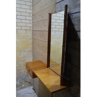 thumb-Teakhouten retro wandkapspiegel met lade-9