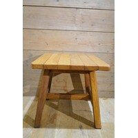thumb-Vintage bijzettafeltje van eiken- en beukenhout met nieuw eiken blad-1
