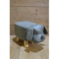 thumb-Kinder zitkrukje hond van kunstleer met houten poten-5