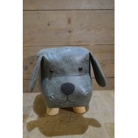 thumb-Kinder zitkrukje hond van kunstleer met houten poten-6