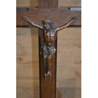 thumb-Donker eiken houten kruis met messing Jezusbeeld wanddecoratie-1