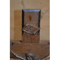 thumb-Donker eiken houten kruis met messing Jezusbeeld wanddecoratie-2
