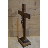 thumb-Donker eiken houten kruis met messing Jezusbeeld wanddecoratie-4