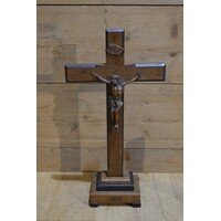 thumb-Donker eiken houten kruis met messing Jezusbeeld wanddecoratie-8