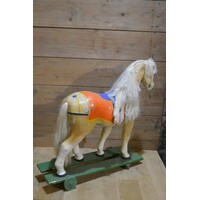 thumb-Antiek Beeusaert speelgoedpaard van papier-maché op wielen-2