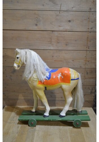 Antiek speelgoedpaard papier-maché 