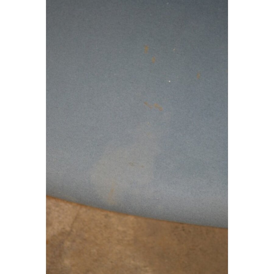 Vintage Thonet armstoel met buisframe en blauwgrijze stoffering-2