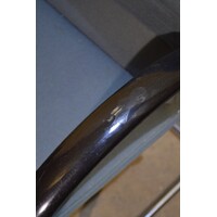 thumb-Vintage Thonet armstoel met buisframe en blauwgrijze stoffering-8