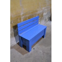 thumb-Blauw geschilderd klepbankje van vurenhout met opbergruimte-2