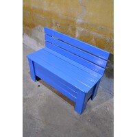 thumb-Blauw geschilderd klepbankje van vurenhout met opbergruimte-3