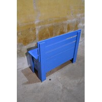 thumb-Blauw geschilderd klepbankje van vurenhout met opbergruimte-5