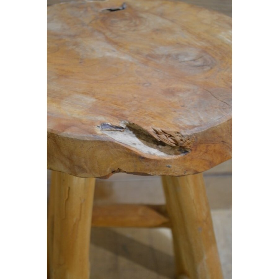 Brutalist teak krukje of bijzettafeltje van massief teakhout-3