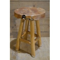 thumb-Brutalist teak krukje of bijzettafeltje van massief teakhout-6