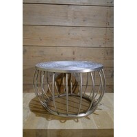 thumb-Rond aluminium bijzettafeltje met oosterse gravering-2