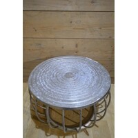 thumb-Rond aluminium bijzettafeltje met oosterse gravering-4