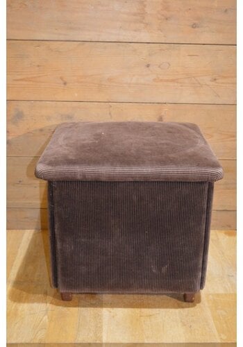 Retro zitkist ribfluweel bruin 