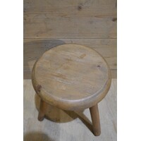 thumb-Vintage houten driepoot kinderkrukje van massief hout-3