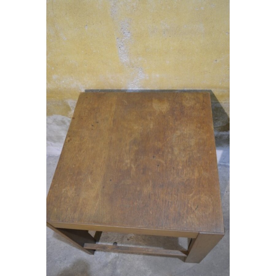 Vierkante eiken bijzettafel Amsterdamse School Art Deco-2