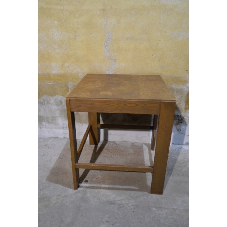 Vierkante eiken bijzettafel Amsterdamse School Art Deco-3
