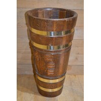 thumb-Klassieke eikenhouten paraplubak met messing banden-1
