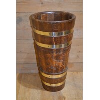 thumb-Klassieke eikenhouten paraplubak met messing banden-4