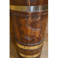 thumb-Klassieke eikenhouten paraplubak met messing banden-5