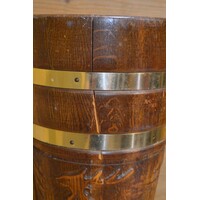 thumb-Klassieke eikenhouten paraplubak met messing banden-6