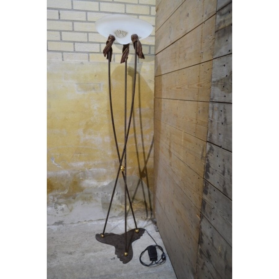 Design torchiere vloerlamp met dimmer en glazen kap-3